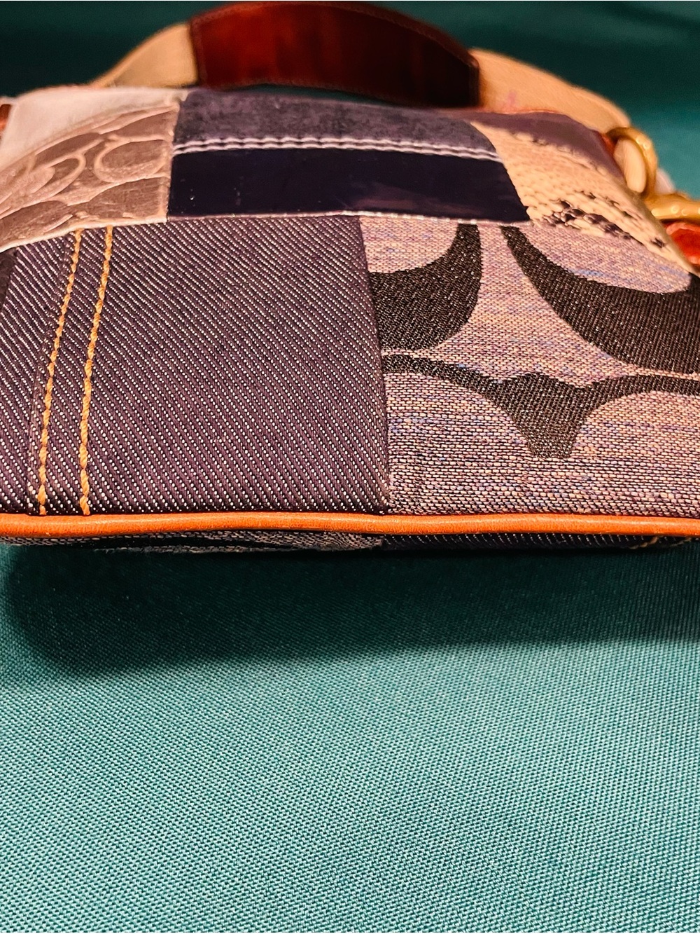 Coach Patchwork Crossbody in Blue, Black, Tan and silver - Picture 4 of 12